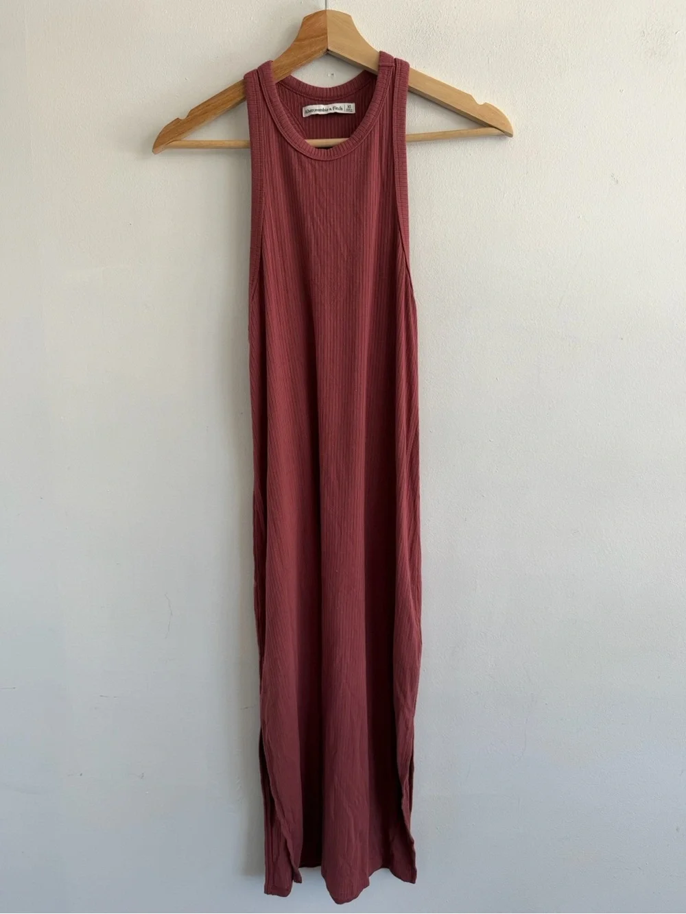 Abercrombie & Fitch Ribbed Tank Maxi Dress in Dusty Rose